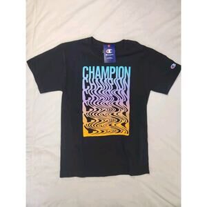 Champion Repeat Ripple Graphic Tshirt Black Multi Color Pastel Men's Small